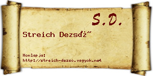 Streich Dezső névjegykártya